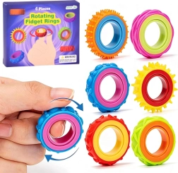 Въртящи се сензорни fidget пръстени – комплект 6 бр.
