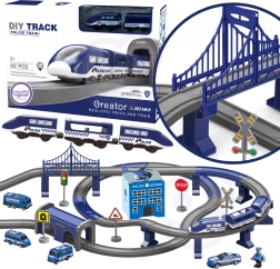 Електрическа полицейска влакова писта с коли, 92 части, 300 см