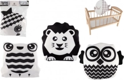 Плюшен животински възглавник с магнит 35 × 30 см – двустранен черно-бял/сиво-бял