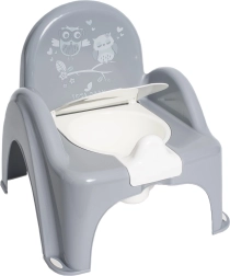 Musical children's potty with owl lid, gray
