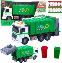 Зелено сметосъбиращо камионче 1:16 със светлини и звуци