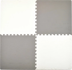 Пенова подова игра подложка HUMBI 120 × 120 см, водоустойчиви пъзели, 4 части, сиво и бяло