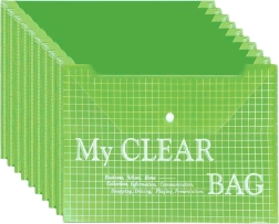 Прозрачен пощенски плик A4 с копче, зелен (20 бр.)