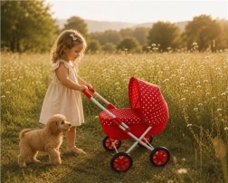 New Baby children's doll stroller Anička red