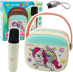 Karaoke set for kids with unicorn and Bluetooth microphone