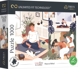 Puzzle TREFL UFT Yoga, Cats & Coffee 1000 pieces