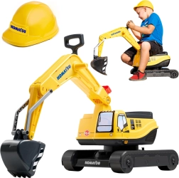 Детски багер за яздене KOMATSU с въртяща се кабина и каска