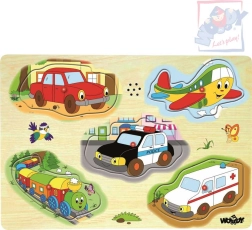 Woody wooden sound puzzle – means of transport (5 pieces)