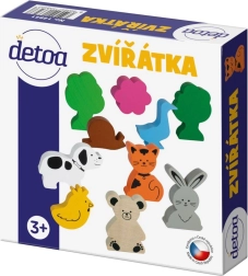 Комплект дървени животни в кутийка