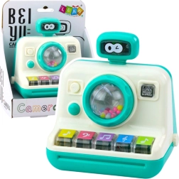Интерактивен фотоапарат Пиано Дрънкалка Светлини Звуци Бял Зелен