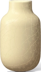 Modern 3D puzzle vase in creamy yellow