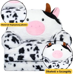 Детски разтегателен фотьойл Крава 3-степенен бяло-черен