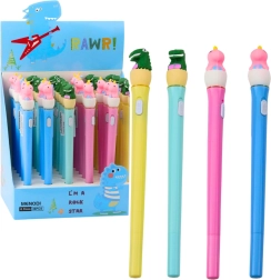 Светеща динозавърска писалка с LED осветление и капачка