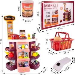 Supermarket with accessories, 44 pieces