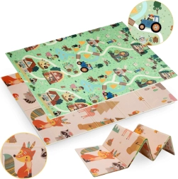 Двустранна сгъваема пяна постелка HUMBI 120 × 180 cm – гора и село, XPE