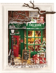 Rolife 3D дървен пъзел Санта̀в магазин за играчки с LED осветление