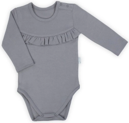 Nicol Sara Long-Sleeve Baby Bodysuit, Gray