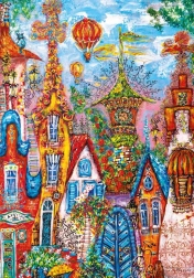 Пъзел Heye - Очарователно село: Синя порта 500 части