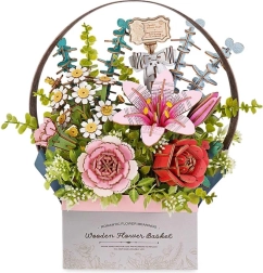 RoboTime 3D дървен пъзел Цветна Кошничка