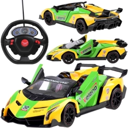 RC sports car with opening doors and a steering-wheel controller – Yellow