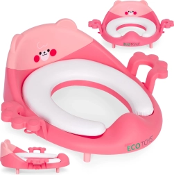 Детска тоалетна седалка с дръжки и меко подпълване, розова, EcoToys