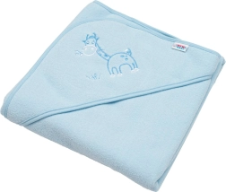 Детска хавлиена кърпа с качулка New Baby синя жирафче 80 × 80 см