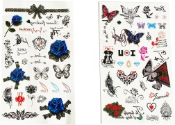 Временни тату стикери за момичета – микс мотиви, лист 25 см