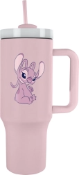 Пътническа чаша Lilo и Stitch с розова сламка