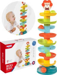 Woopie Baby спирална кула с топчета, 10 части и 6 топчета