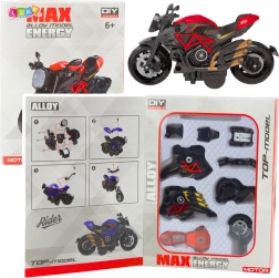 1:14 DIY Build Motorcycle Black-Red Metal Model