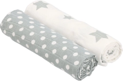 Платнени тетра подсушаващи кърпи New Baby Softy 90 × 110 см, сиво-бели, 2 бр.