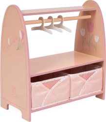 Дървена закачалка/гардероб за куклени дрешки TULIPE