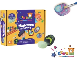 Комплект за рисуване върху камъчета, светещи в тъмното, с бои и четки CREATED