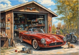 Jaguar in the Garage Puzzle 300 XL Pieces