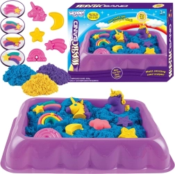 Кинетичен пясък 0,6 кг еднорози и дъги със столче и формички Woopie