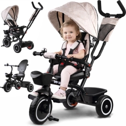 Детски триколесен велосипед 3в1 с навес TINY BIKE – Бежова
