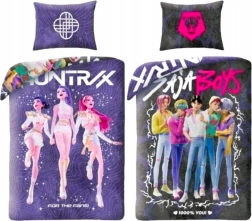 Двулицево спално бельо K-pop demon hunters Huntrix и Saja boys 140 × 200 см