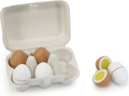 Дървени яйца за рязане в яйчена кутия