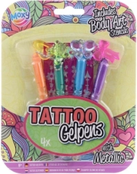 Metallic gel tattoo pens with stencils, set of 4