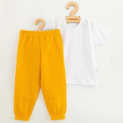 Детски памучен комплект тениска и муселинов панталон NEW BABY Kindergarten toffee 122 (6–7 години)