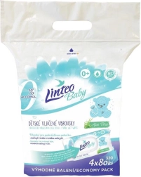Детски мокри кърпички Linteo Baby с алое вера, 4×80 бр.