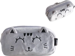 Plush pencil case grey cat cat lovers