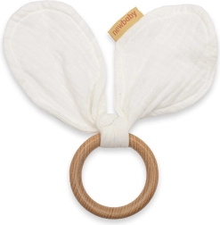 Дървена гризалка с муселин New Baby Ears, бяла