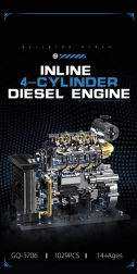 Construction Kit of a Four-Cylinder Diesel Engine with 1029 Pieces