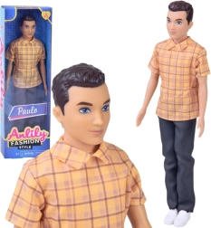 Anlily doll boy brunette Paulo in a checkered shirt and dark pants