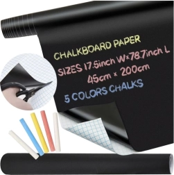 Самозалепваща черна дъска за тебешир XXL 45 × 200 см с тебешири