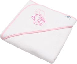 Детска хавлия от хавлиен плат с качулка NEW BABY 80 × 80 см – бяла, слонче