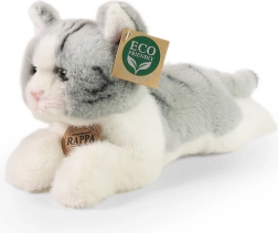 Плюшена сива котка в легнало положение 20 см ECO-FRIENDLY