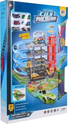 Многоетажен паркинг с асансьор и игрова подложка + 6 колички