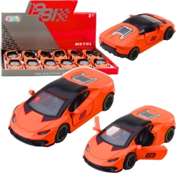 Метална спортна количка 1:43 с инерционно pull-back задвижване, оранжева